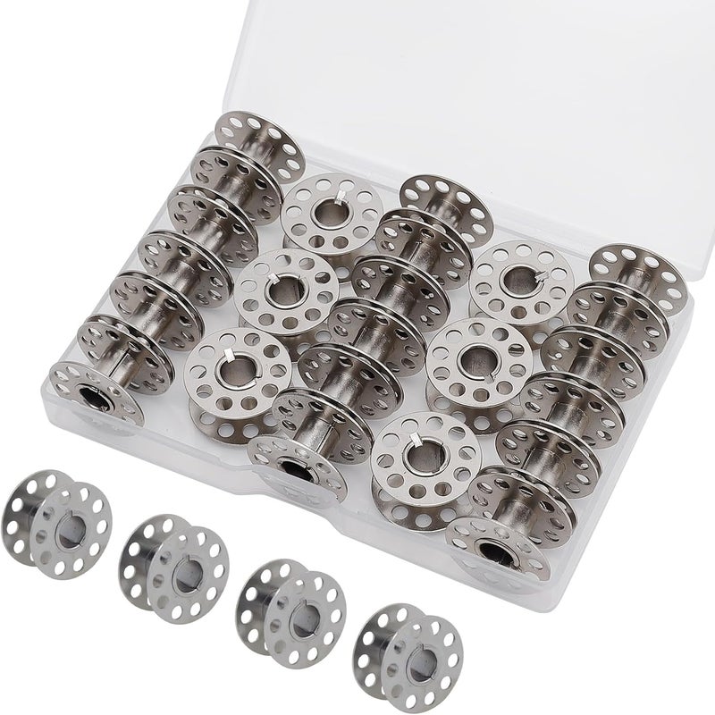 kidoom Metal Sewing Machine Bobbins, 28 PCS Universal Sewing Machine Bobbins, Compatible with Singer, Brother, Janome, Bernina, Toyata, etc. (28 PCS) - Image 1